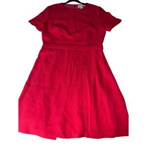 011 Hugo Boss Red Short Sleeve Fit and Flare Dress Women’s Size 10